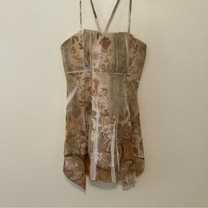 VTG Studio Y Tank Top Babydoll Y2K Peplum Sz. L Fairy Romantic Floral Festival
